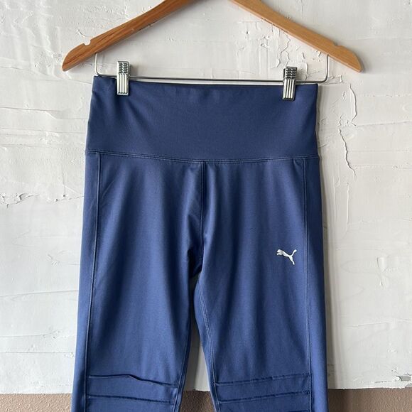 Puma Leggings Yoga Pants Women's Medium Elastic Waist Workout Gym Training Blue - Picture 1 of 6
